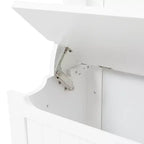 White MDF Hall Tree with Storage Bench and Coat Hooks