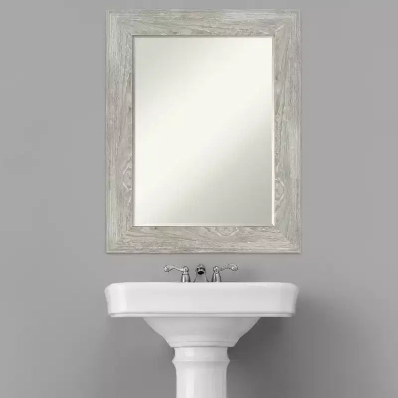 Greywash Beveled Bathroom Wall Mirror, 76.2 × 61 cm