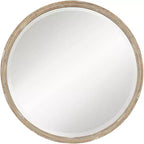 Greta Faux Wood Finish 34 Round Wall Mirror