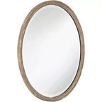 Round Wall Mirror with Faux Wood Finish, 86.4 cm