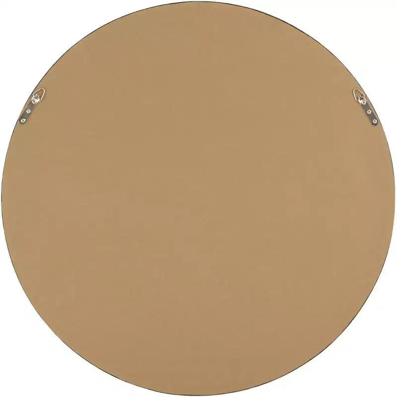 Round Wall Mirror with Faux Wood Finish, 86.4 cm