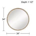 Round Wall Mirror with Faux Wood Finish, 86.4 cm