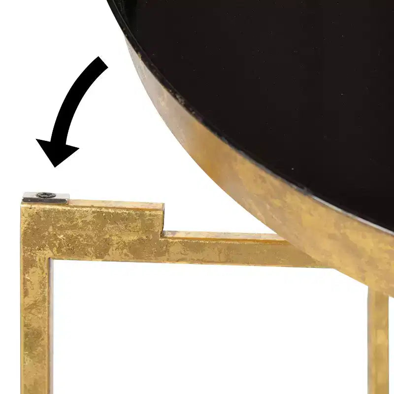 Gold Round Metal Side Table with Detachable Tray