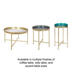 Gold Round Metal Side Table with Detachable Tray