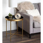 Gold Round Metal Side Table with Detachable Tray