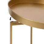 Gold Round Metal Side Table with Detachable Tray