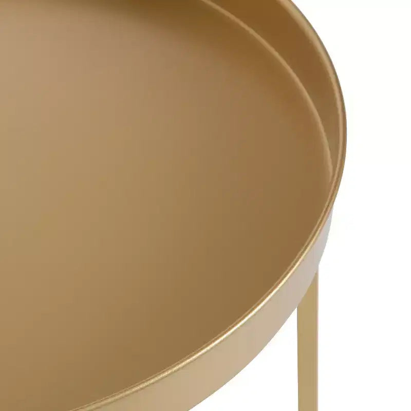 Gold Round Metal Side Table with Detachable Tray