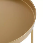 Gold Round Metal Side Table with Detachable Tray