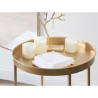 Gold Round Metal Side Table with Detachable Tray