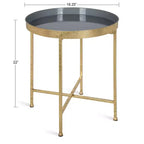 Gold Round Metal Side Table with Detachable Tray
