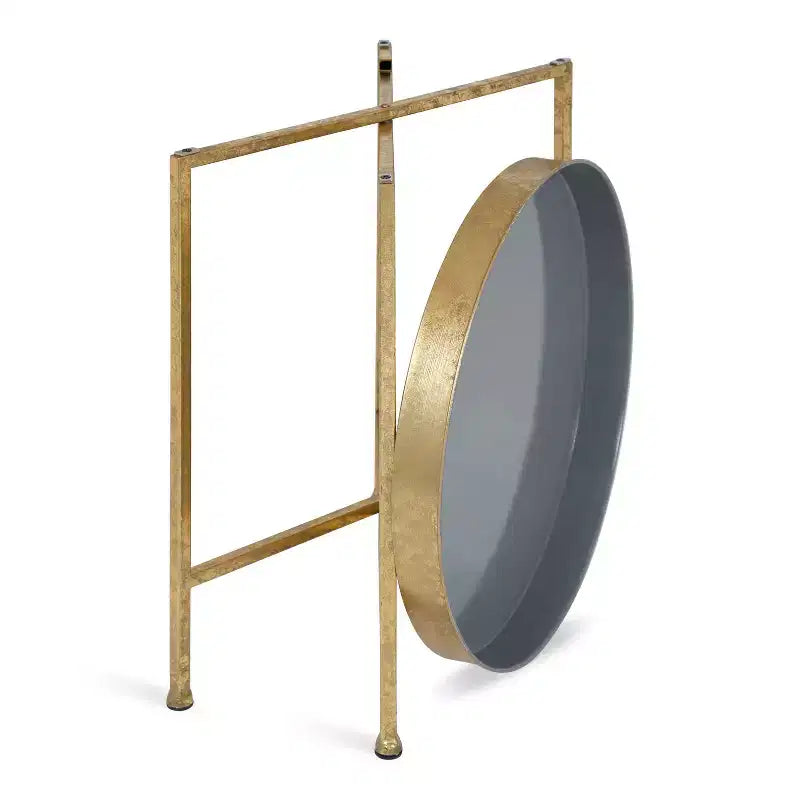 Gold Round Metal Side Table with Detachable Tray