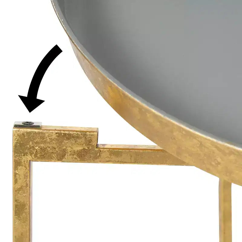 Gold Round Metal Side Table with Detachable Tray