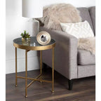 Gold Round Metal Side Table with Detachable Tray