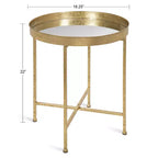 Gold Round Metal Side Table with Detachable Tray