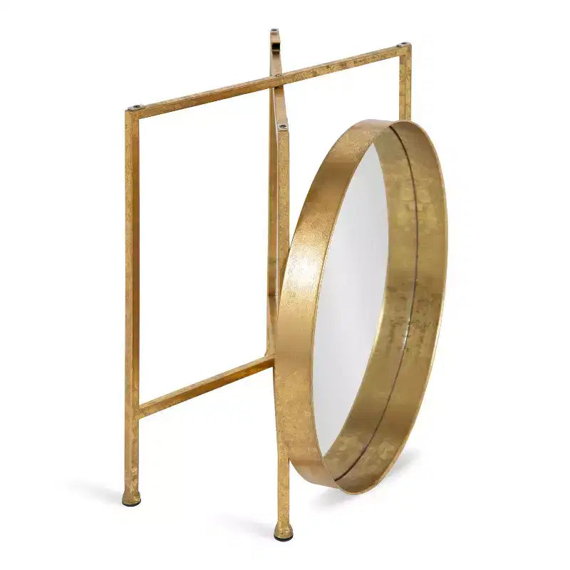 Gold Round Metal Side Table with Detachable Tray