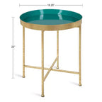 Gold Round Metal Side Table with Detachable Tray
