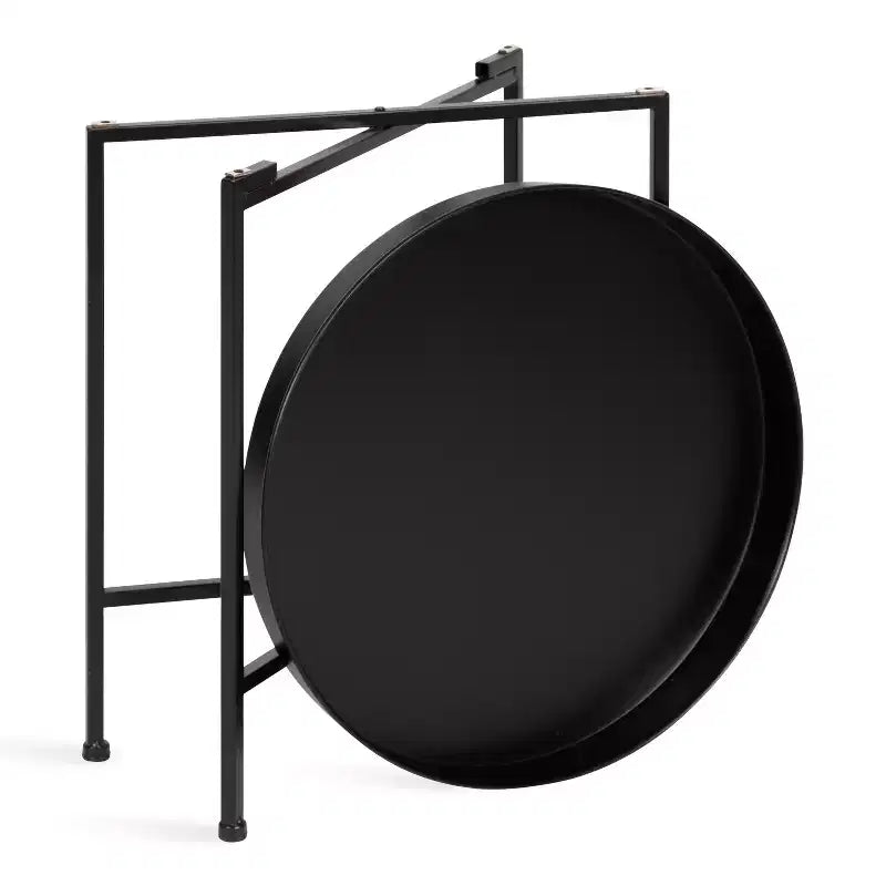 Gold Round Metal Side Table with Detachable Tray