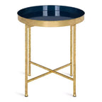 Gold Round Metal Side Table with Detachable Tray