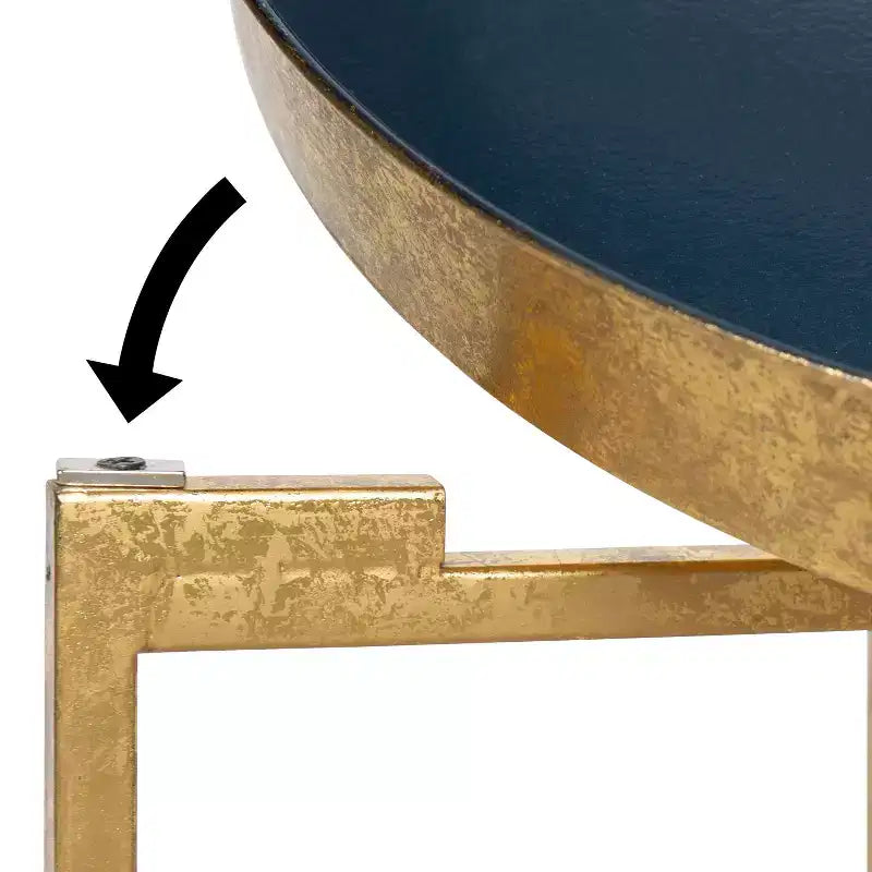 Gold Round Metal Side Table with Detachable Tray