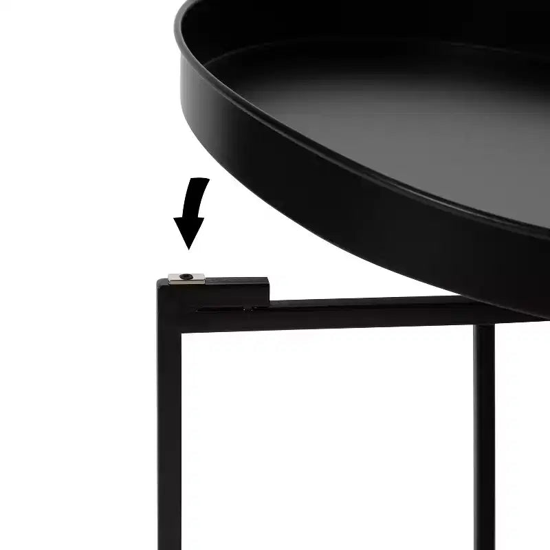 Gold Round Metal Side Table with Detachable Tray