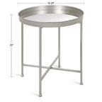 Gold Round Metal Side Table with Detachable Tray