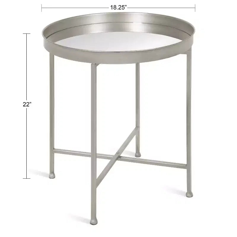 Gold Round Metal Side Table with Detachable Tray