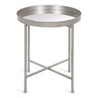 Gold Round Metal Side Table with Detachable Tray