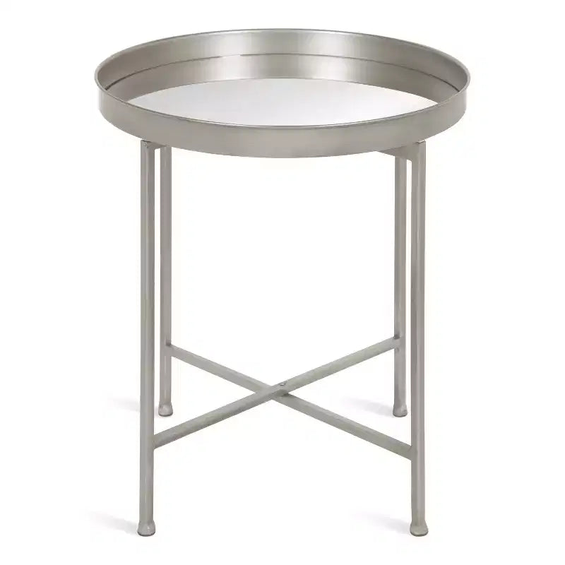 Gold Round Metal Side Table with Detachable Tray