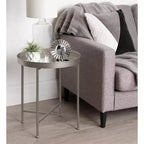 Gold Round Metal Side Table with Detachable Tray