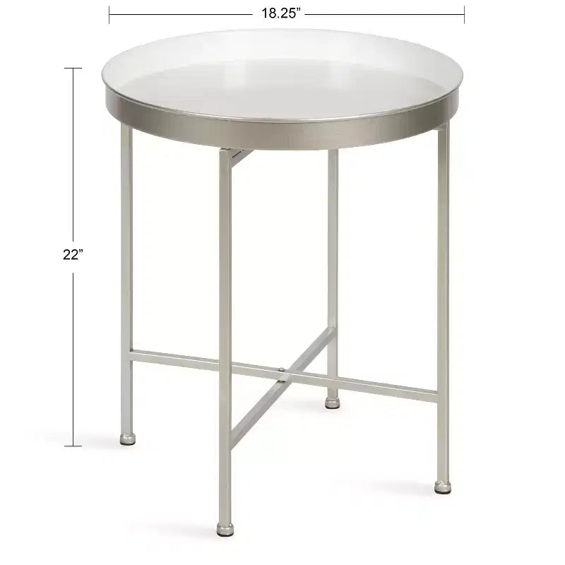Gold Round Metal Side Table with Detachable Tray
