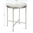 Gold Round Metal Side Table with Detachable Tray
