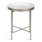Gold Round Metal Side Table with Detachable Tray