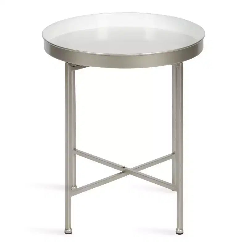 Gold Round Metal Side Table with Detachable Tray