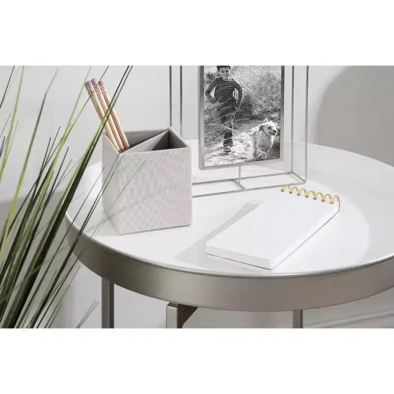 Gold Round Metal Side Table with Detachable Tray