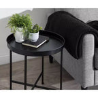Gold Round Metal Side Table with Detachable Tray