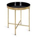 Gold Round Metal Side Table with Detachable Tray