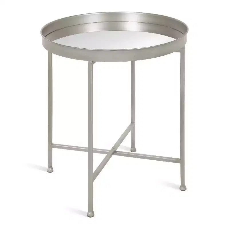 Gold Round Metal Side Table with Detachable Tray