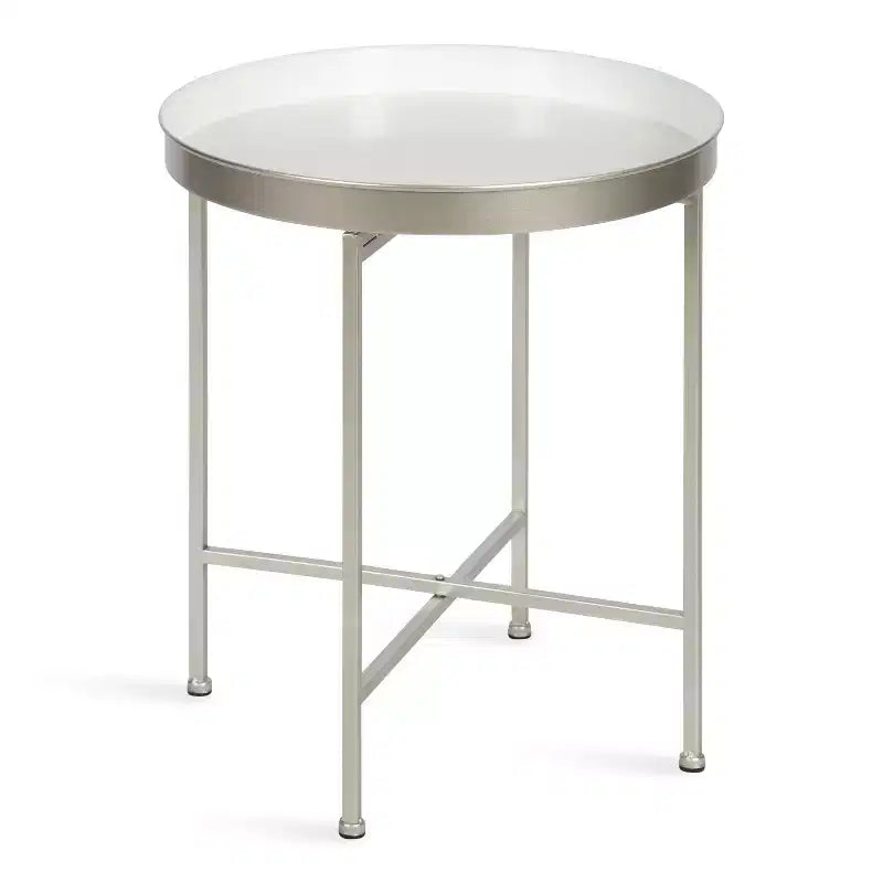 Gold Round Metal Side Table with Detachable Tray