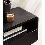 Solid Mango Wood Floating Side Table with Drawer