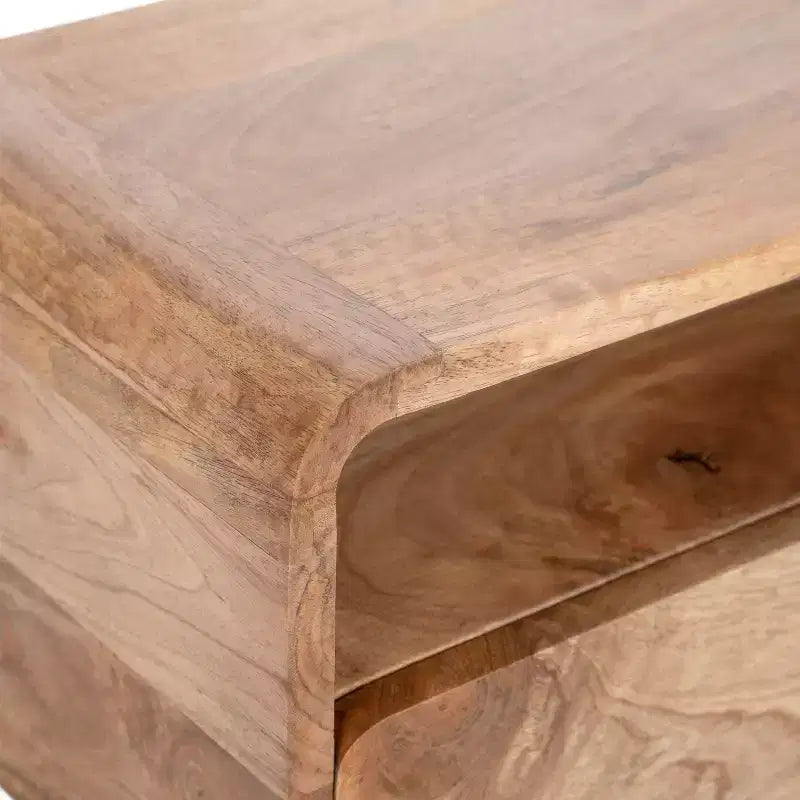 Solid Mango Wood Floating Side Table with Drawer