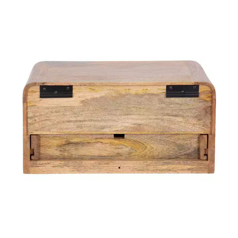 Solid Mango Wood Floating Side Table with Drawer