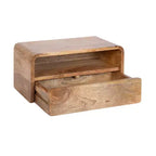 Solid Mango Wood Floating Side Table with Drawer