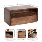 Solid Mango Wood Floating Side Table with Drawer