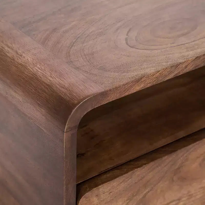 Solid Mango Wood Floating Side Table with Drawer