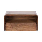 Solid Mango Wood Floating Side Table with Drawer