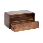 Solid Mango Wood Floating Side Table with Drawer