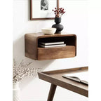 Solid Mango Wood Floating Side Table with Drawer
