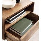 Solid Mango Wood Floating Side Table with Drawer