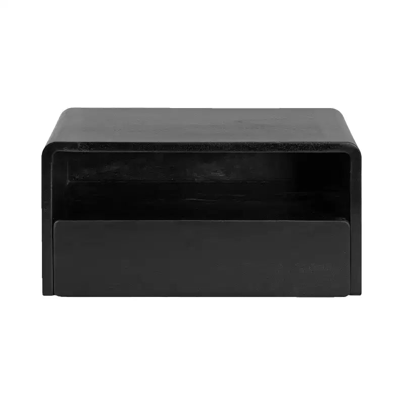 Solid Mango Wood Floating Side Table with Drawer
