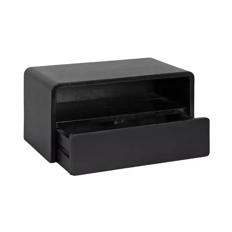Solid Mango Wood Floating Side Table with Drawer